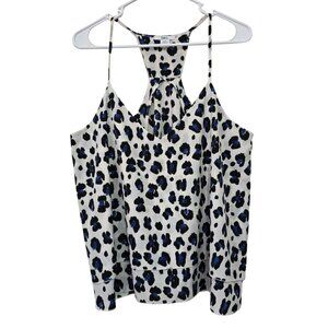 Bar III Women's Spaghetti Strap Leopard Print Blouse Size XL 100% Polyester